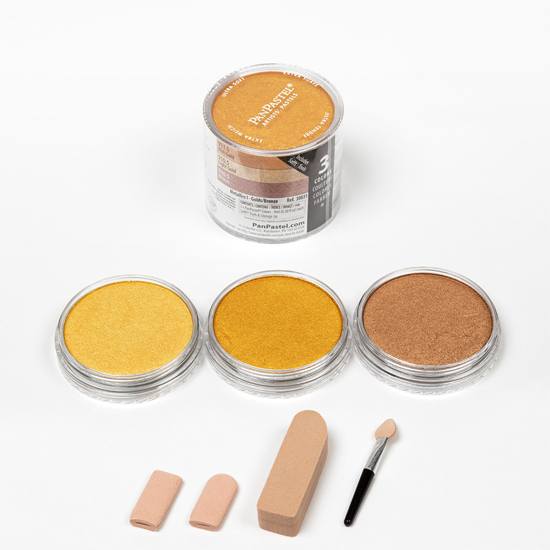 Pan Pastel set 3 Colors: Metallics I - Lt. Gold, Rich Gold, Bronze                     