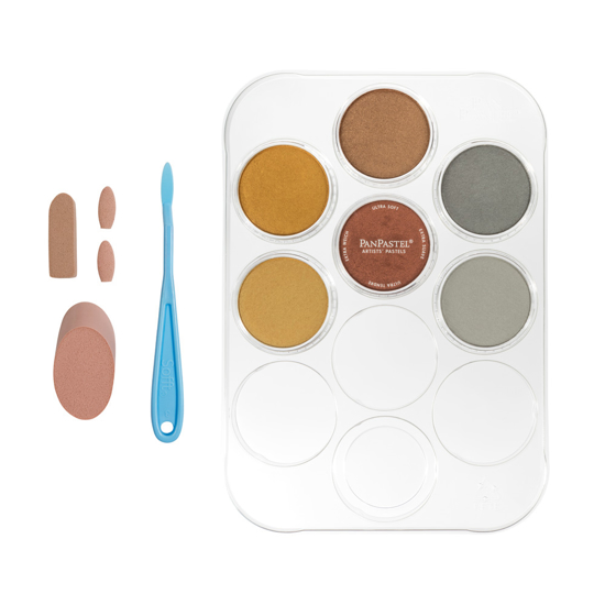 Pan Pastel set  Hanging Kit: Metallic Painting  - 6 Metallic Colors, palette & tools