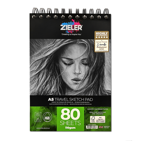 Zieler Travel Sketch Pad 110g, A5, 80 ark, spiral.