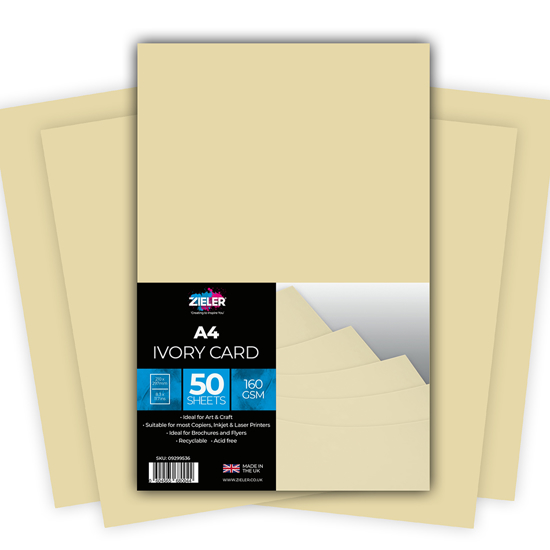 Zieler Ivory Card, 160g, A4, 50 ark 