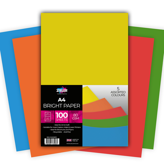 Zieler Assorted Bright Paper, 80g, 100 ark