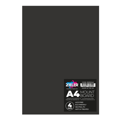 Zieler Black Mount Board, 1,4mm, A4, 4 stk.