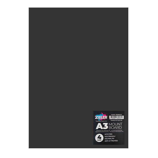 Zieler Black Mount Board, 1,4mm, A3, 4 stk.