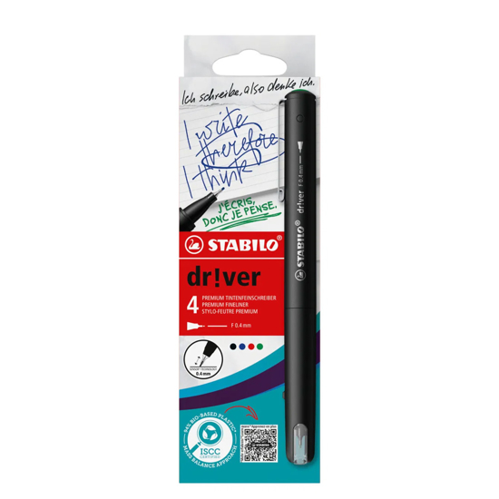 Stabilo Driver Fine 0,4mm, sett à 4 farger