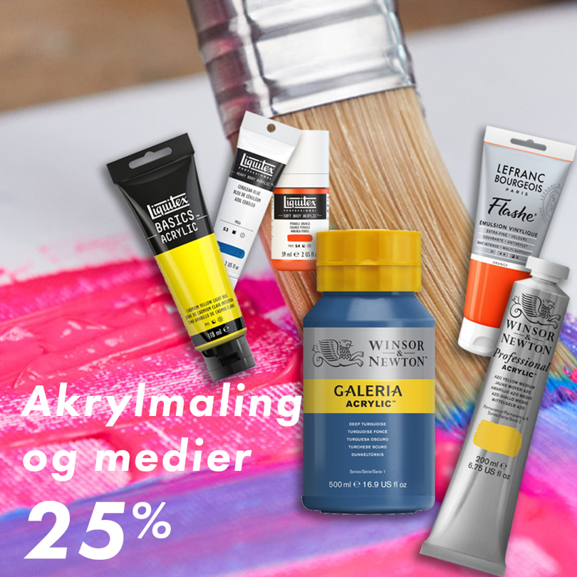 Tilbud på akrylmaling og medier