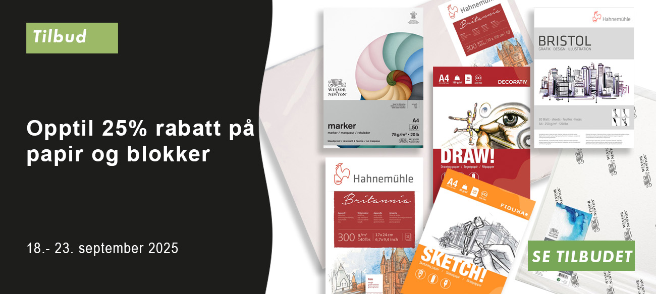 25% rabatt på skisse- og tegneblokker